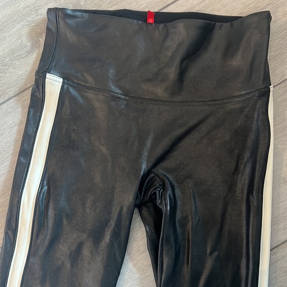 Spanx faux leather black and white stripe leggings - Picture 7 of 8